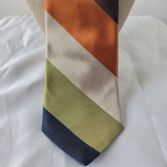 IKE Behar of New York Autumn Striped Pattern Men’s Necktie - Picture 1 of 6